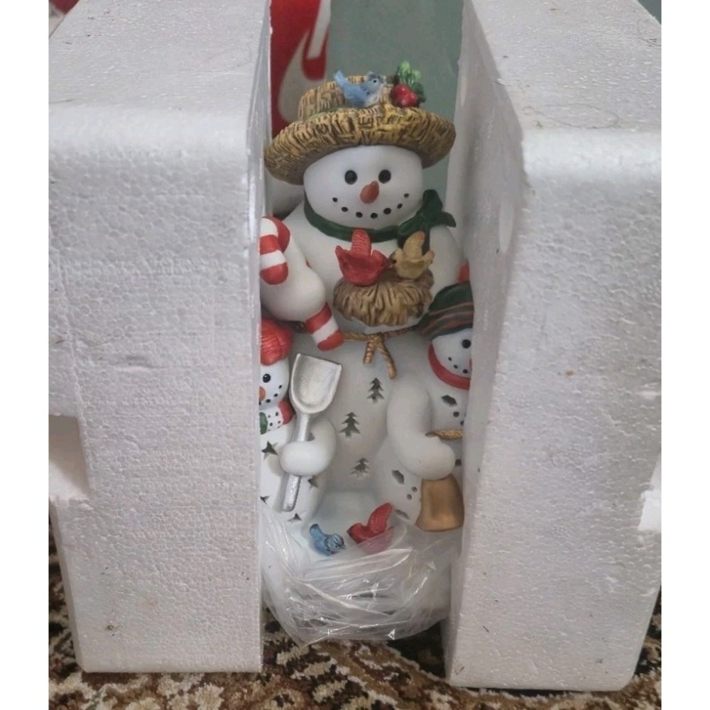 PartyLite Snowman Family Tealight Holder w/ Box Ceramic‎ Christmas Decor - Picture 6 of 8